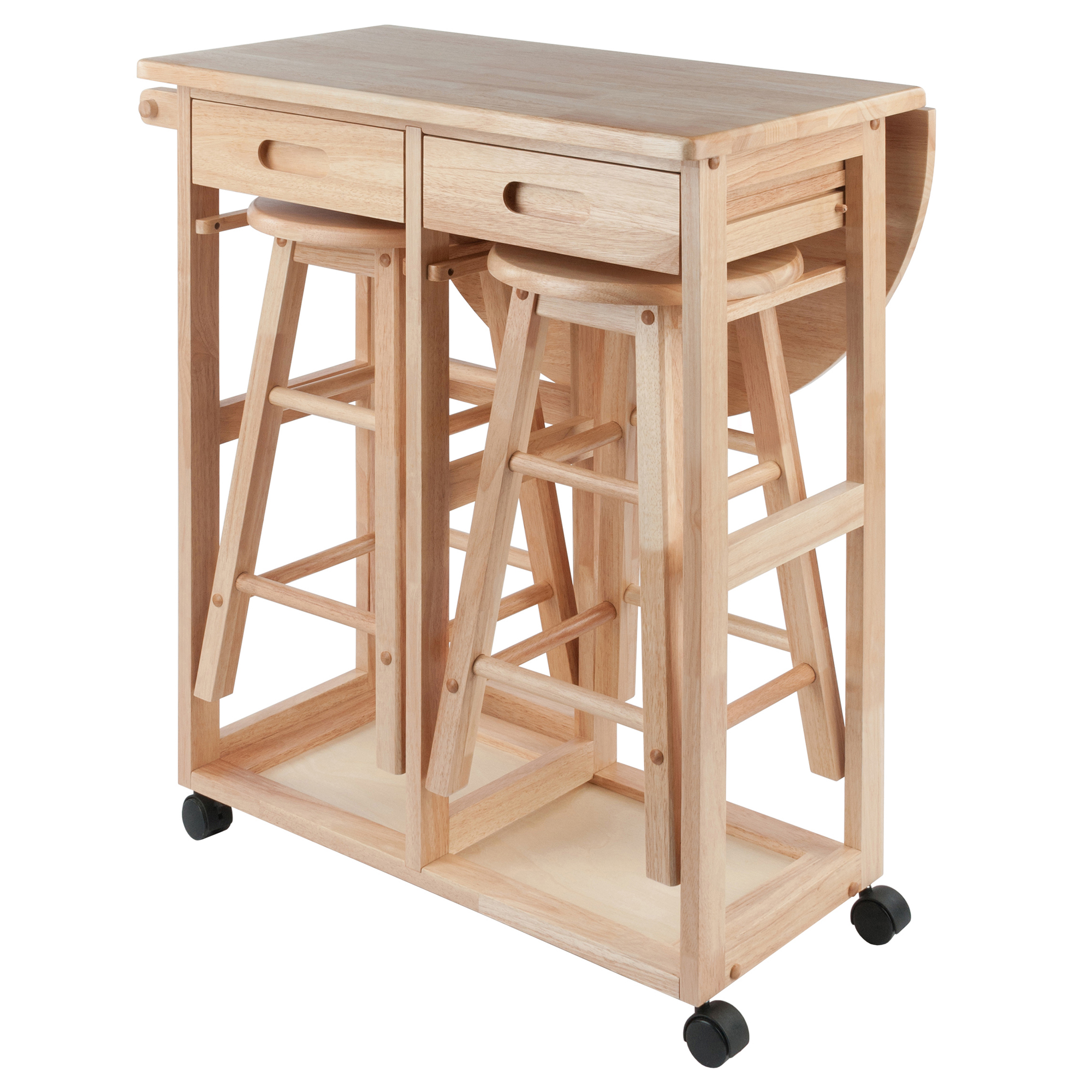 Winsome Wood Burnett 3-Pc Space Saver Set, 2 Tuck - away Stools, Natural Finish - image 2 of 14