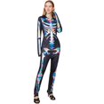 thumbnail image 4 of Notus Skeleton Bodysuits for Halloween Women's Sexy Skeleton Costume Cosplay Bodysuit Outfit Zip Up Jumpsuit Iridescent L, 4 of 7