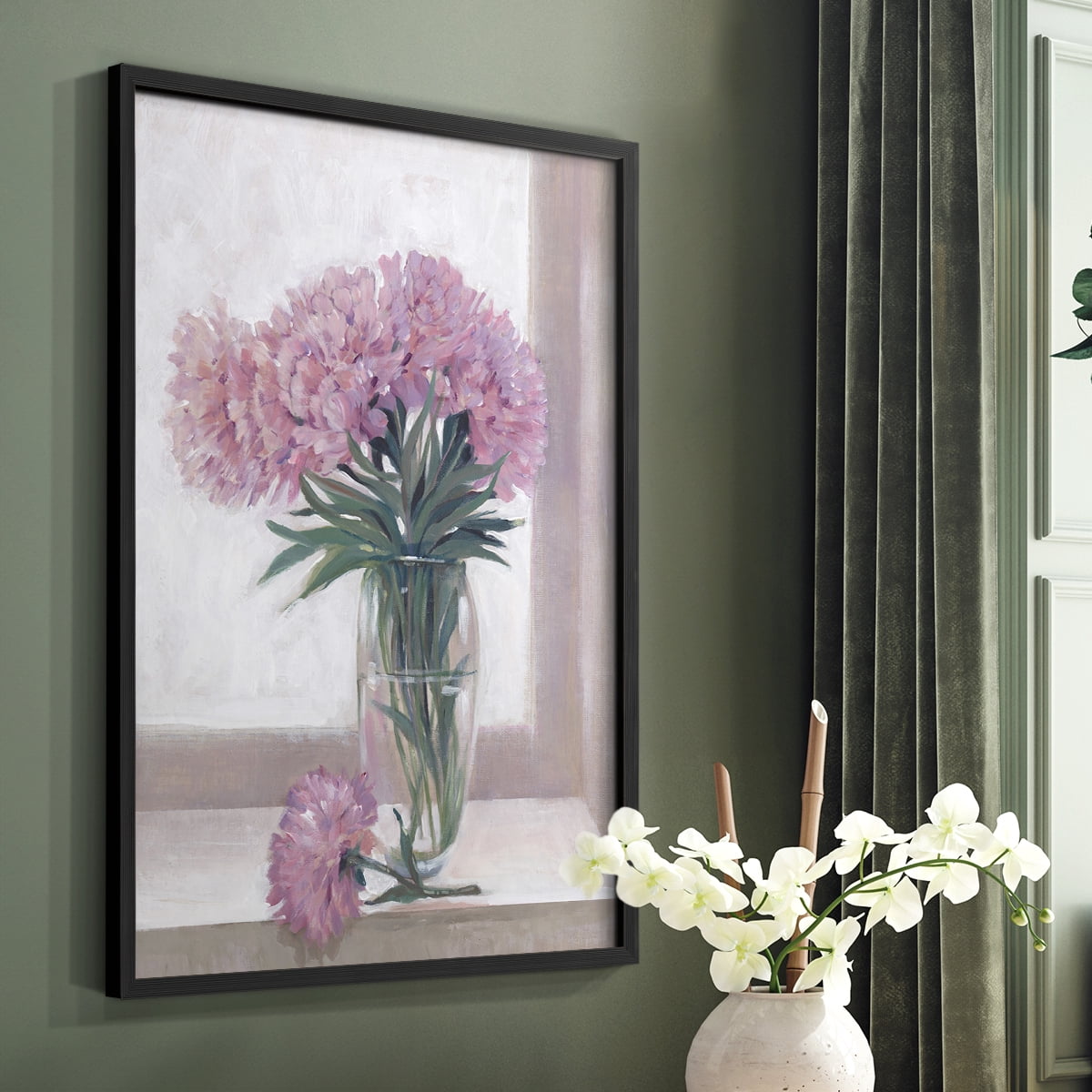 Windowsill Floral I Framed Print - Solid Wood in Single Picture Frame Solid Wood 2 Framed Print