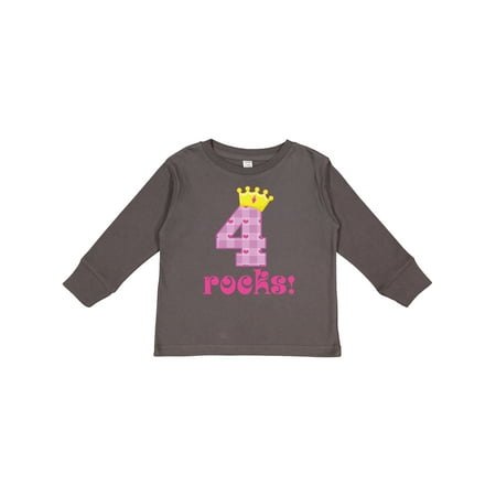 

Inktastic 4th Birthday Rocks 4 Year Old Girl Gift Toddler Toddler Girl Long Sleeve T-Shirt