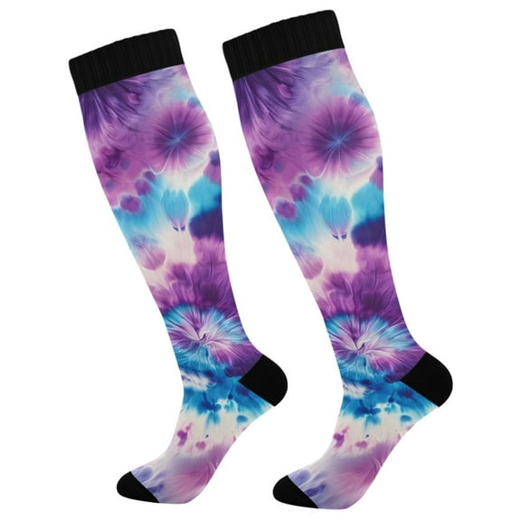joogoo Abstract Tie Dye Long Socks Women Men Knee High Sock