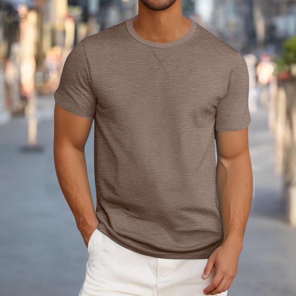 Goodtrade8 Mens Short Sleeve T-Shirts Summer Regular Pullover Plain Athlete Casual Outdoor Shirts for Men Crew Neck