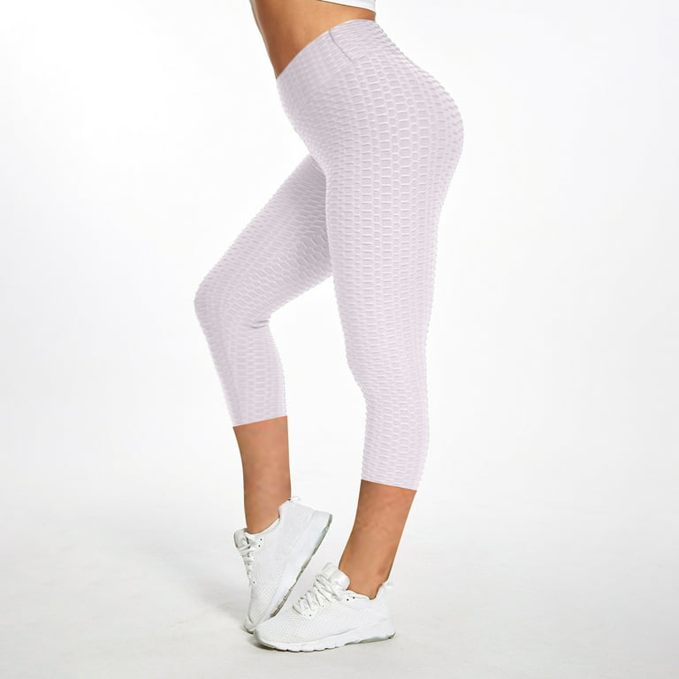Cathalem Yoga Pants for Women Petite Length Exercise Yoga Waist Bubble  Running Yoga Pants for Women Tall Length Mesh Lift Pants White Large