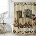 thumbnail image 6 of Vintage Farmhouse Shower Curtain Set - 72" x 78" Washable Bathtub Curtain with 12 Hooks, Retro Country Boots Flowers Leaf Book Waterproof Fabric Stall Shower Curtains for Bathroom/Bathtub Décor, 6 of 6