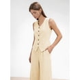 thumbnail image 2 of Firvespy Women's 2 Piece Blazer Outfits Summer Sleeveless V Neck Vest and Wide Leg Pants Set High Waist Tailored Business Casual Suit, 2 of 5