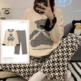 thumbnail image 3 of Conjuntos de Pijamas anudados para Mujer, ropa de dormir de dinosaurio de dibujos animados para adolescentes, ropa de casa para niñas, moda de primavera y otoño, 3 of 3