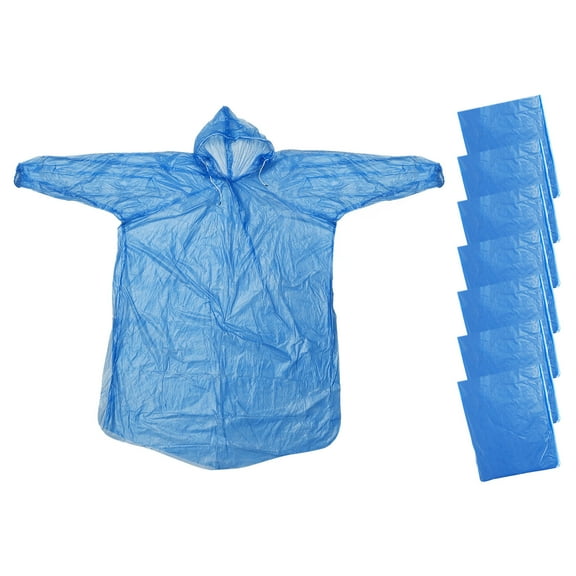 Uxcell Rain Ponchos, 7 Pack Unisex Disposable Rain Jacket with Hood for Water Protection, Blue