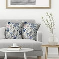 thumbnail image 3 of Summer Pillow Covers 16x16 Inch Set of 2,Navy Blue Wild Flower Plant Throw Pillows Case,Seasonal Floral Outdoor Decorative Square Linen Farmhouse Decor Cushion Covers for Home Sofa Bed Couch, 3 of 6