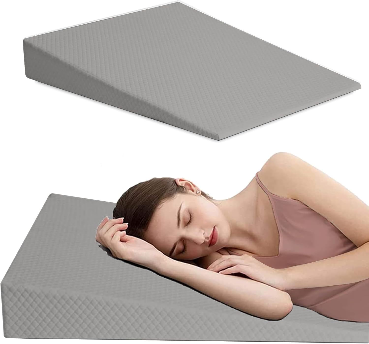 Bed Wedge Pillow Triangle Belt Foam for, Knee, Small Leg, Reading, Maternity (White)