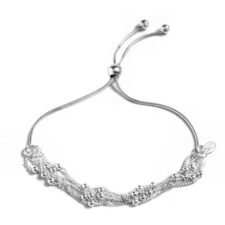 PORI Jewelers Sterling Silver 6-Row Adjustable Bracelet