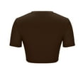 thumbnail image 5 of Lovskoo 2024 Crop Tops for Women Short Sleeve Round Neck Women Clothing Comfortable Breathable Blouses Tops Shirts for Women Coffee XL, 5 of 8
