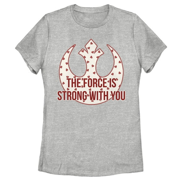 Women's Star Wars The Force Is Strong Valentine Rebel Logo Graphic Tee Athletic Heather Small