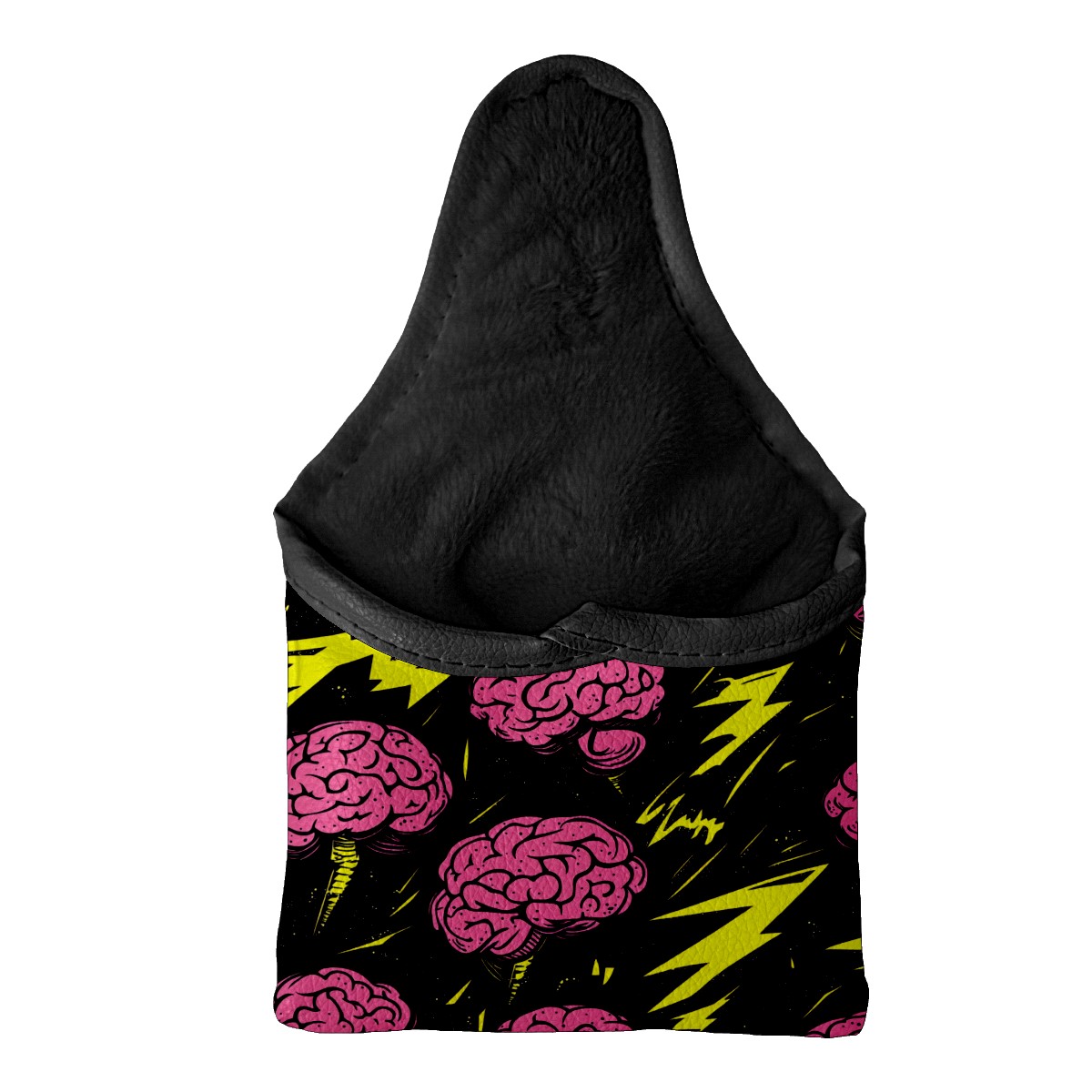 Golf Mallet Putter Cover Premium Leather Waterproof Golf Putter Head Cover with Magnetic Closure Cartoon Brain Lightning
