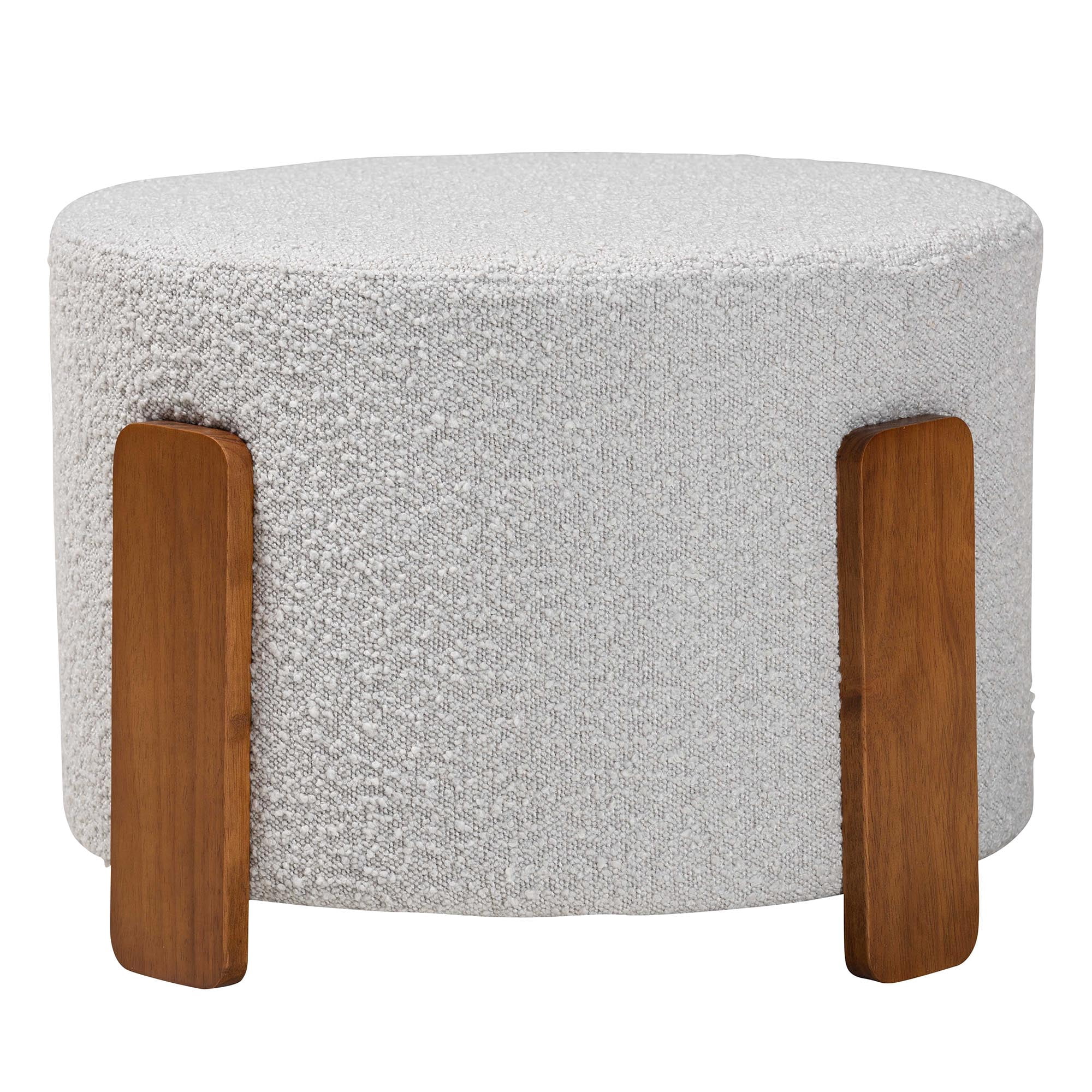 Baxton Studio Finlay Japandi Footstool, One Size, Walnut Brown