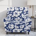 thumbnail image 2 of Binienty Navy White Hibiscus Recliner Chair Covers for Single Lounger Sofa, Washable Soft Recliner Slipcovers for Apartment Living Room Single Reclining Chair, 2 of 8