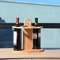 thumbnail image 2 of Kato Kitchen Wine Organizer with Handle - 4 Stemware & 2 Bottle Holder, Countertop Hanging Drying Stand Rack with Free Corkscrew, Bamboo Storage, 2 of 7