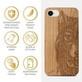 thumbnail image 4 of Case Yard Wooden Case Outside Soft TPU Silicone, Slim Fit Shockproof Wood Protective Phone Cover for Girls Boys Men and Women, Supports Wireless Charging Wolf Face Half Design case for iPhone-SE, 4 of 7