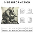 thumbnail image 6 of JEUXUS Bicycle Throw Pillow Cushion Cover, on a Bicycle Sketchy Illustration Monochrome Funny Animal, Decorative Square Accent Pillow Case, Charcoal Grey and White 2pc, 6 of 6