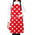 thumbnail image 4 of Red White Polka Dot Apron for Women with Pockets Adjustable Cooking Aprons for Baking Household Cleaning, 4 of 7
