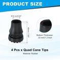 thumbnail image 2 of Quad Cane Tips 5/8 Inch, 4 Pcs Replacement Foot for Standing Stick Women Men Seniors, Black(Style 4), 2 of 7