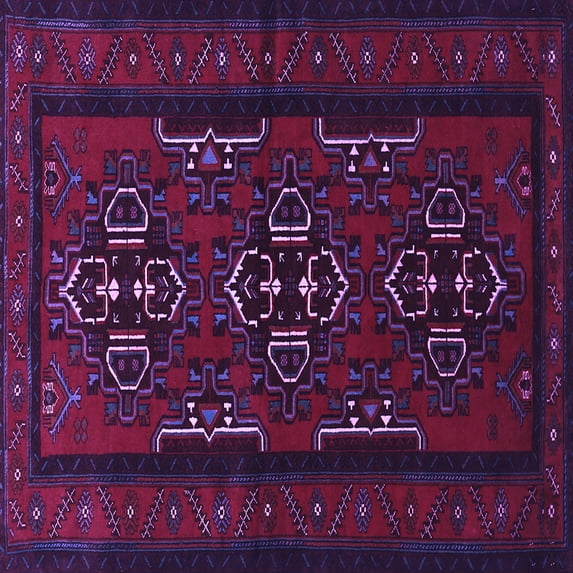 Ahgly Company Indoor Square Persian Purple Traditional Area Rugs, 8' Square