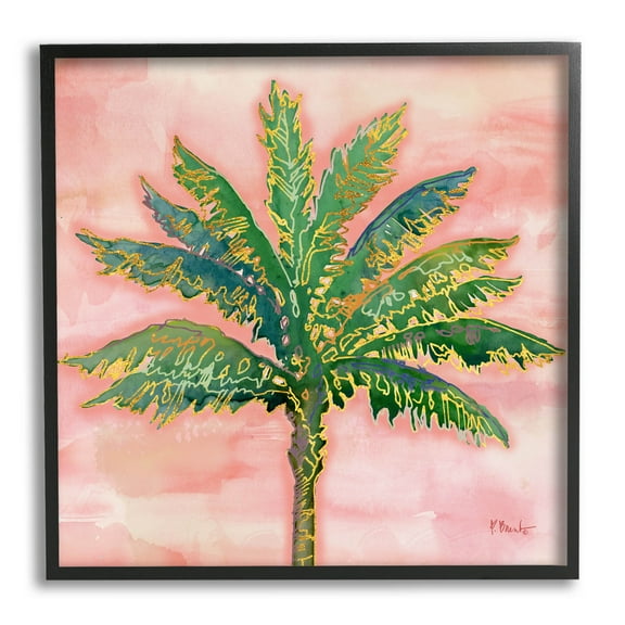 Sunset Palm Tree Glam Detail Botanical & Floral Graphic Art Black Framed Art Print Wall Art