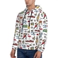 thumbnail image 3 of Rateoe Retro Style Pattern Mens Hoodie, Pullover Hooded Sweatshirt, Kangaroo Pocket Hoodie Ideal for Daily Wear, Travel and Home-3X-Large, 3 of 7