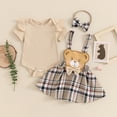 thumbnail image 2 of Okbabeha Summer Baby Girl Clothes Toddler Short Sleeve Romper + Suspender Skirt + Headband 3pc Set Newborn Outfits, 2 of 7