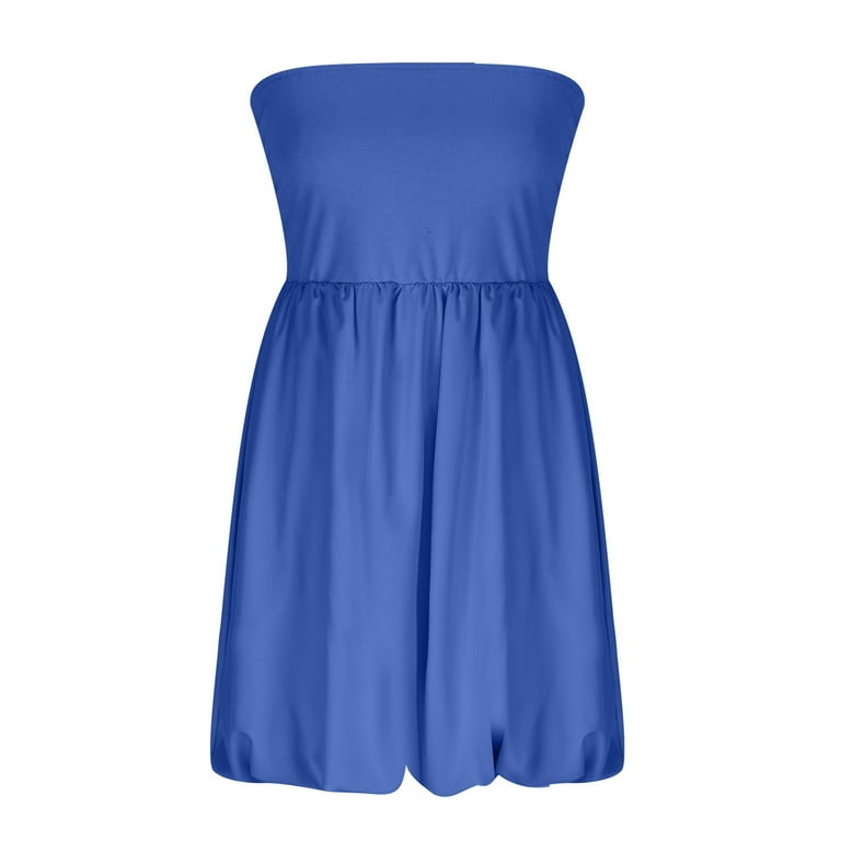 sachin and babi light blue dress Mgmyaa Women's Bandeau Dress Sleeveless Mini Dress Casual Pocket Summer  Short Dresses for Daily Birthday Party