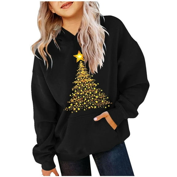 Kids Christmas Hoodie Girls Christmas Hoodie Boy Christmas Hoodie Long Sleeved Christmas Printed Round Neck Children's Hooded Sweatshirt for Boys and Girls Hoodies