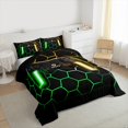 thumbnail image 3 of jejeloiu Gaming Bedding Comforter Set,Teen Video Game Twin Comforter Sets,Ombre Honeycomb Hexagon Bedding Set For Boys Girls,Super Cozy Bedroom Decoration Reversible,2 Pieces, 3 of 8