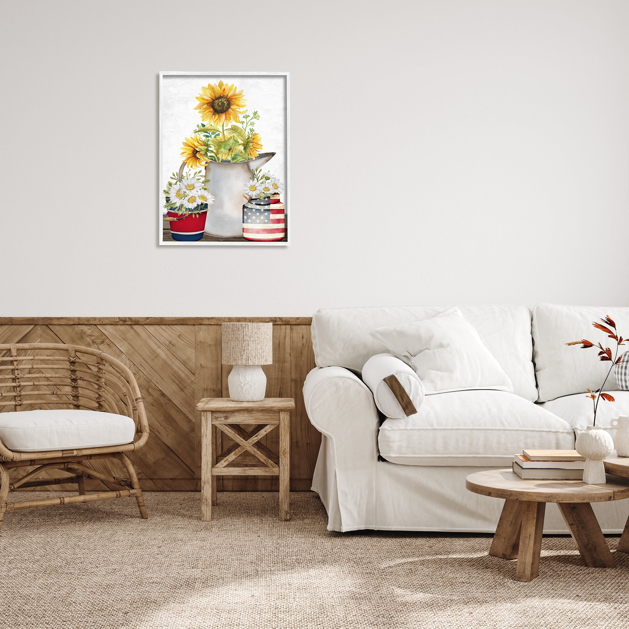 Stupell Industries Americana Flower Bouquets Botanical & Floral Painting White Framed Art Print Wall Art, 24 x 30