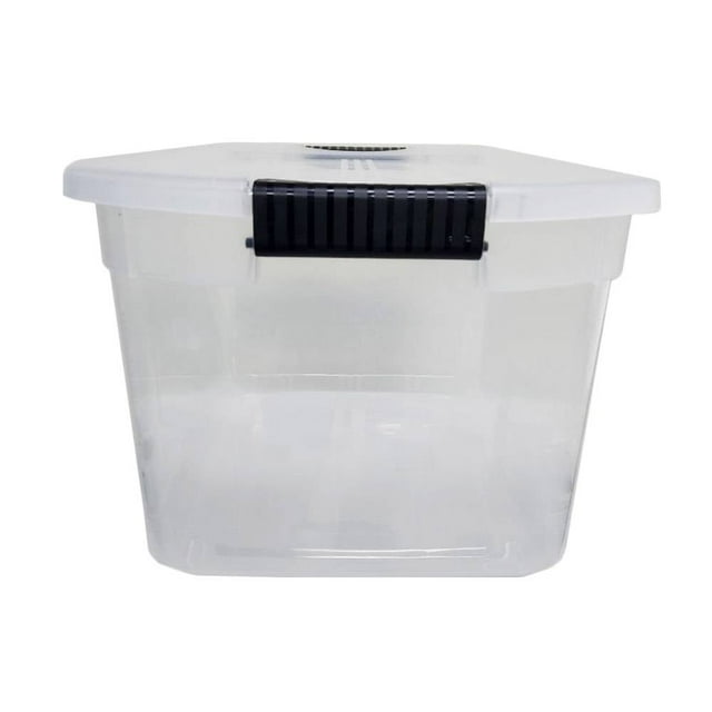 Caja Organizadora Joy Multiusos Translucida Tapa con Broches Negros 29 Litros