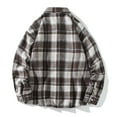 thumbnail image 4 of Iugvhana Mens Oversized Shirts Big and Tall Long Sleeve Button Down Lapel Cotton Plaid Shirt Tops Casual Loose Shirt Coffee#1 XXXXL, 4 of 4