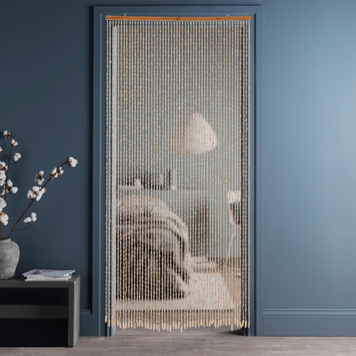52 String Bamboo Wood Beaded Curtain Bamboo Wooden Doorway Curtain 78.7 * 35.4in Door Curtain for Doorway Closets Bamboo Door Beads Hanging Decoration