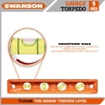 thumbnail image 6 of Swanson Savage 9" Magnetic Aluminum Pro Grade 4 Vials Torpedo Level, Model TL043M, 6 of 10
