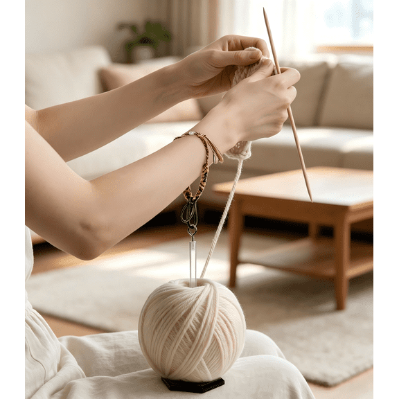 Waxgamo Portable Wrist Yarn Holder for Crocheting, Acrylic Yarn Ball Holder with 360° Rotating Spindle, Detachable Hands-Free Yarn Organizer for Knitting