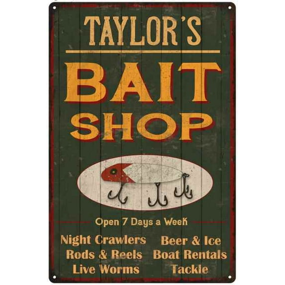 TAYLOR'S Green Bait Shop Man Cave 16 x 24 Matte Finish Metal 116240027425