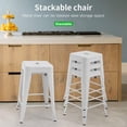 thumbnail image 7 of YRLLENSDAN Metal Bar Stools Set of 4 Counter Height Barstool Stackable Barstools 24 Inch Indoor Outdoor Patio Bar Stool Home Kitchen Dining Stool Backless Bar Chair, White, 7 of 7