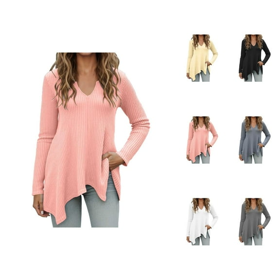 Sweaters for Women Knit Pullover Oversized Casual Cozy Autumn Fall Outfit Women's Solid Sweater Woolen Knitted Sweater Long Sleeve Top