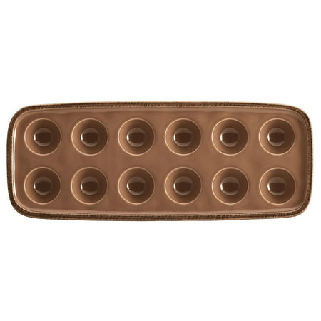 Cucina Dinnerware 12-Cup Stoneware Egg Tray, Mushroom Brown, This egg plate blends relaxed Old World charm and modern functionality with subtle.., By Rachael (Best Deviled Eggs Recipe Rachael Ray)