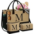 thumbnail image 5 of Christmas Gifts For Women - Initial Jute Tote Bag & 2 Makeup Bags Personalized Gifts Best Friend Birthday Gifts For Women Her, 5 of 24