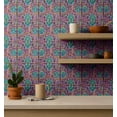 thumbnail image 4 of S4sassy Removable Vintage Style Waterproof Wall Wrap, Arabesque Pattern Tile Wallcover, Purple Contact Paper for Backsplash, Kitchen, Self Adhesive Wallpaper Roll, DIY Decor- Purple-25"x60" inch, 4 of 8