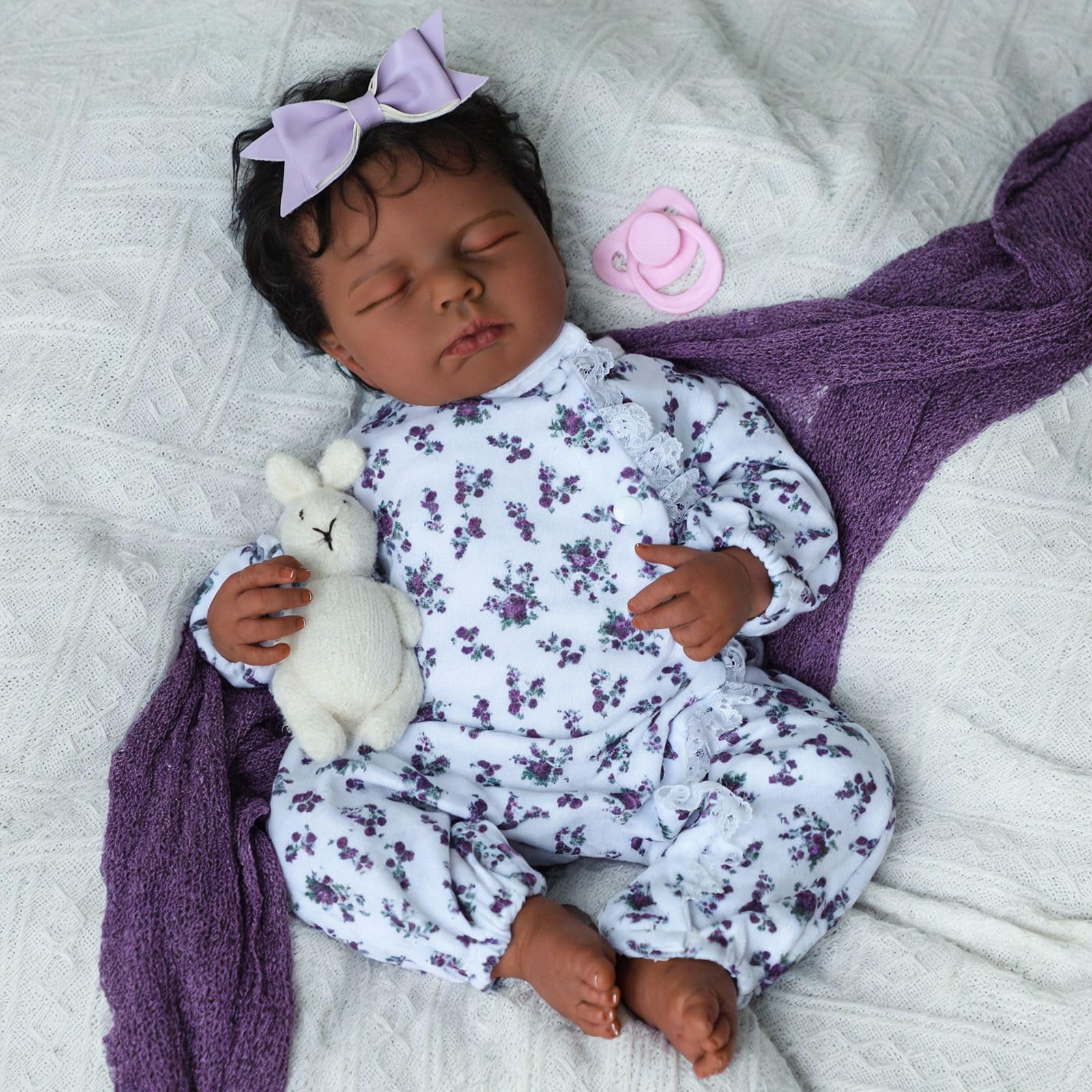 Reborn Baby Dolls Black Girl - 20 Inch Realistic Newborn Baby Dolls Newborn Baby Dolls African American Real Life Baby Dolls Gift for Kids Age 3