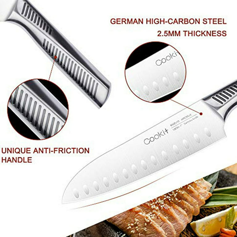 Clearance Kitchen Knife Set, 15 Piece Knife Sets with Block Chef Knife  Stainless Steel Hollow Handle Cutlery with Manual Sharpener… 