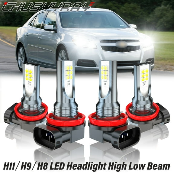 For Chevy Malibu 2004-2012 4Pcs LED Front Headlight High Low Beam Bulbs Kit 6000K White