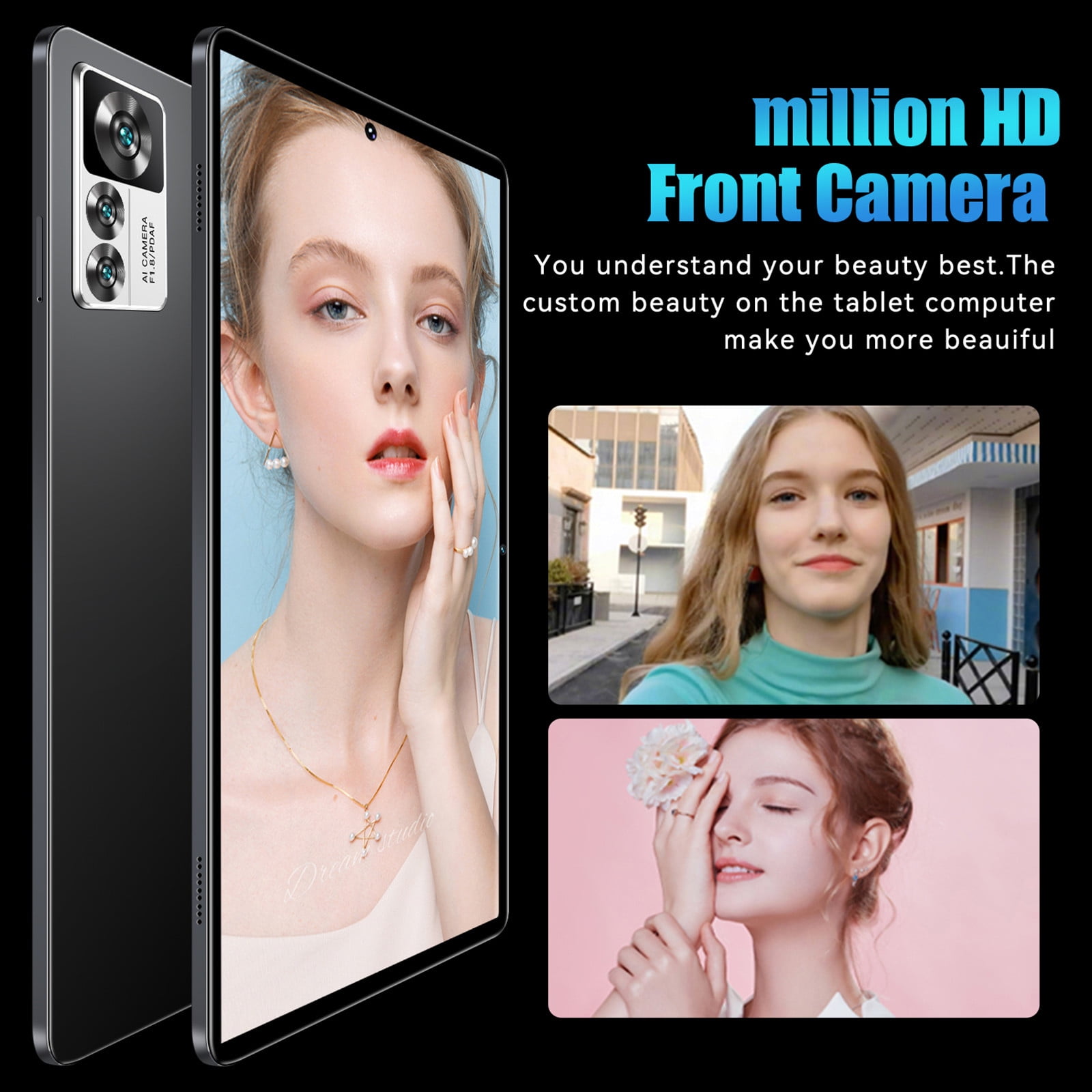 Tablets for Adults, Hwkond High-end Android 12 Tablet 10.1” Tablet, 4GB RAM + 64GB ROM, Resolution 1280x1080, 5+13MP, Processor:ARM + DSP, Bluetooth, WIFI, SIM, 8000 mAh,Black