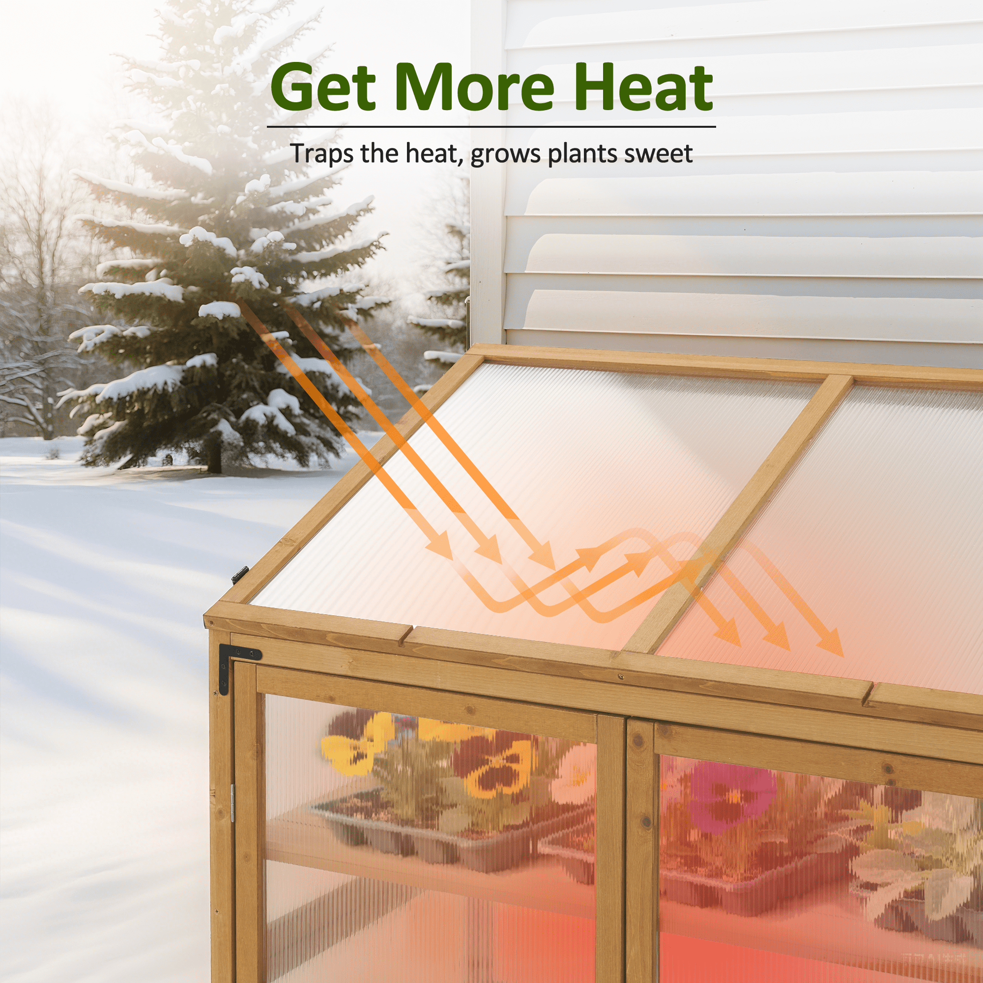 MCombo Cold Frame Large Wooden Greenhouse Cabinet Garden with Adjustable Shelves for Outdoor Indoor Use, 1344