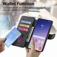 thumbnail image 5 of Wallet Case for Samsung Galaxy S23 Plus Cash Credit Pocket Card Slots Holder Folio Flip Shockproof Full Coverage Detachable Magnetic Cover [Compatible with Magsafe] Kickstand, Black, 5 of 8