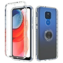 for LG Motorola Moto G Play 2021 Ring Kickstand Full Body Built In Screen Protector Clear Phone Case PU Shock Bumper Scratch Guard Skin Wrap Slim Cover